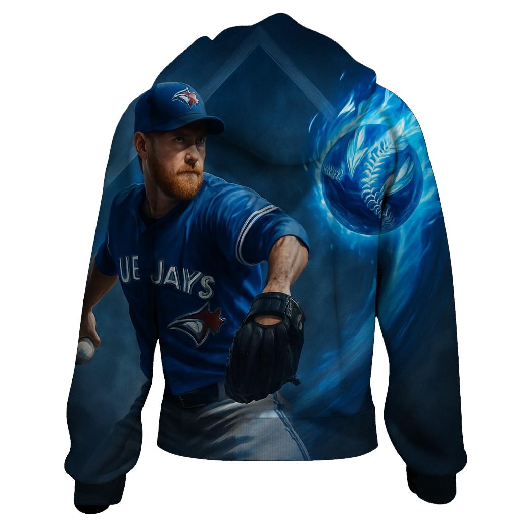 Blue Jays Frostfire Pitch Arc graphic hoodies