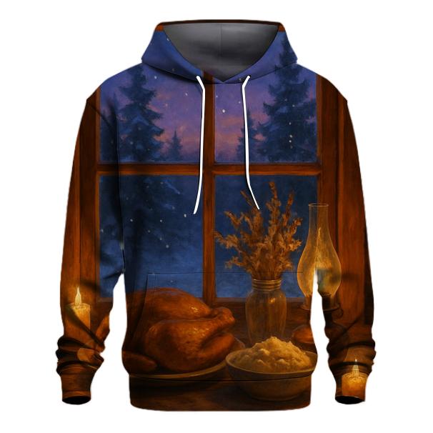 Cabin Window Harvest Glow graphic hoodies