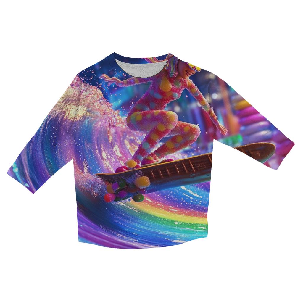 Neon Candy Tsunami Skater printed three quarter sleeve shirts