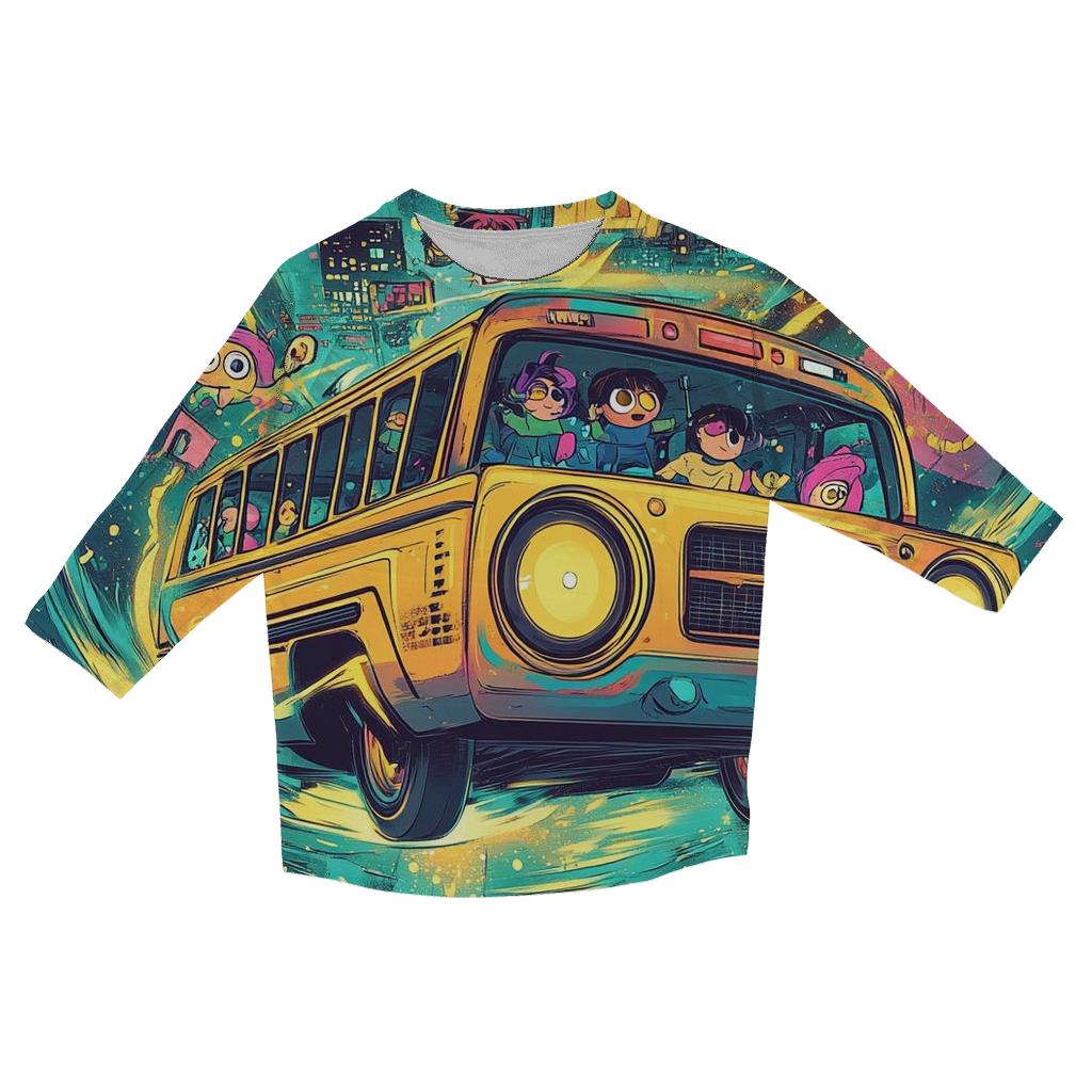 Time Traveling Boom Box Bus fashion 3/4 sleeve shirts