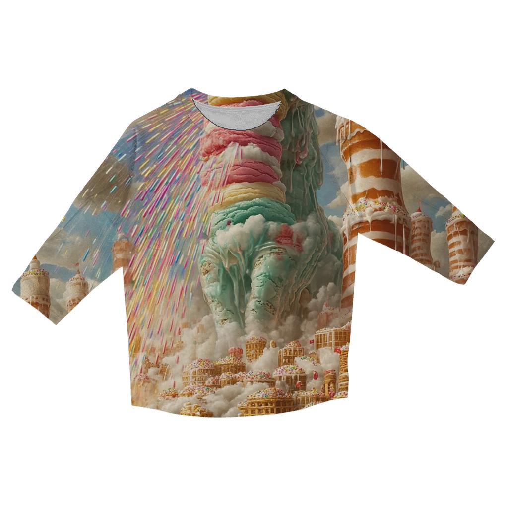 Ice Cream Kaiju In Snack Harbor cotton quarter sleeve shirts