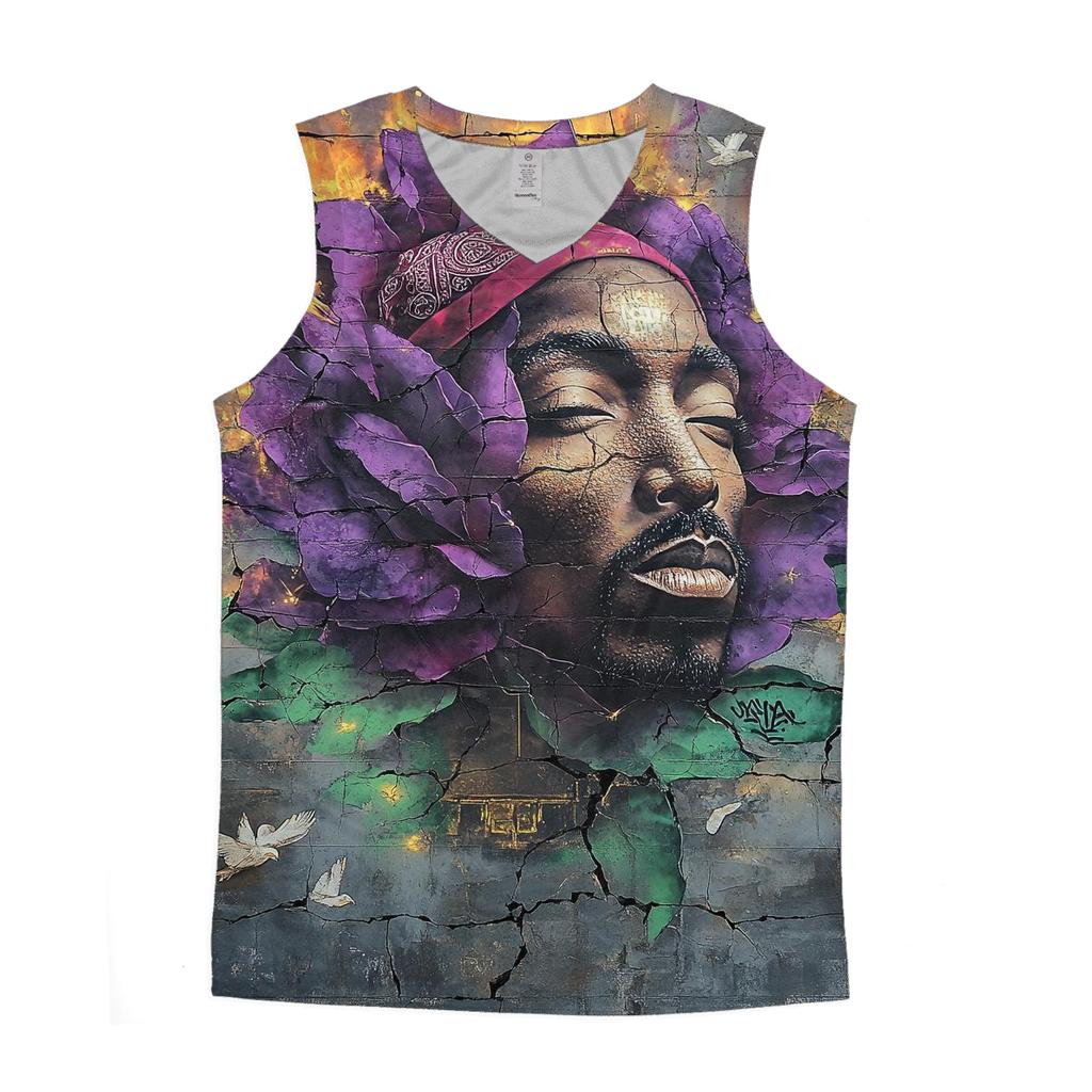 Tupac Rose In The Concrete Jungle cotton sleeveless tops