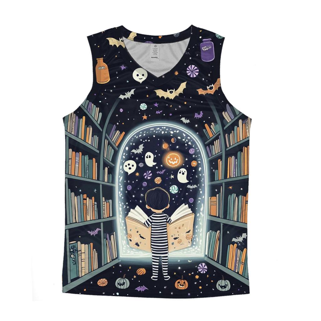 Midnight Library Of Haunted Storybooks graphic print tank tops