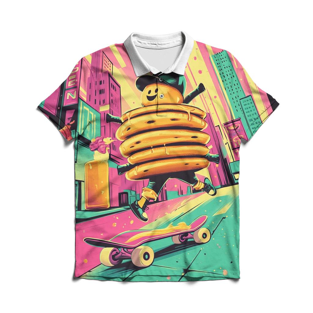 Neon Breakfast Skate Crew stylish collar polo tees