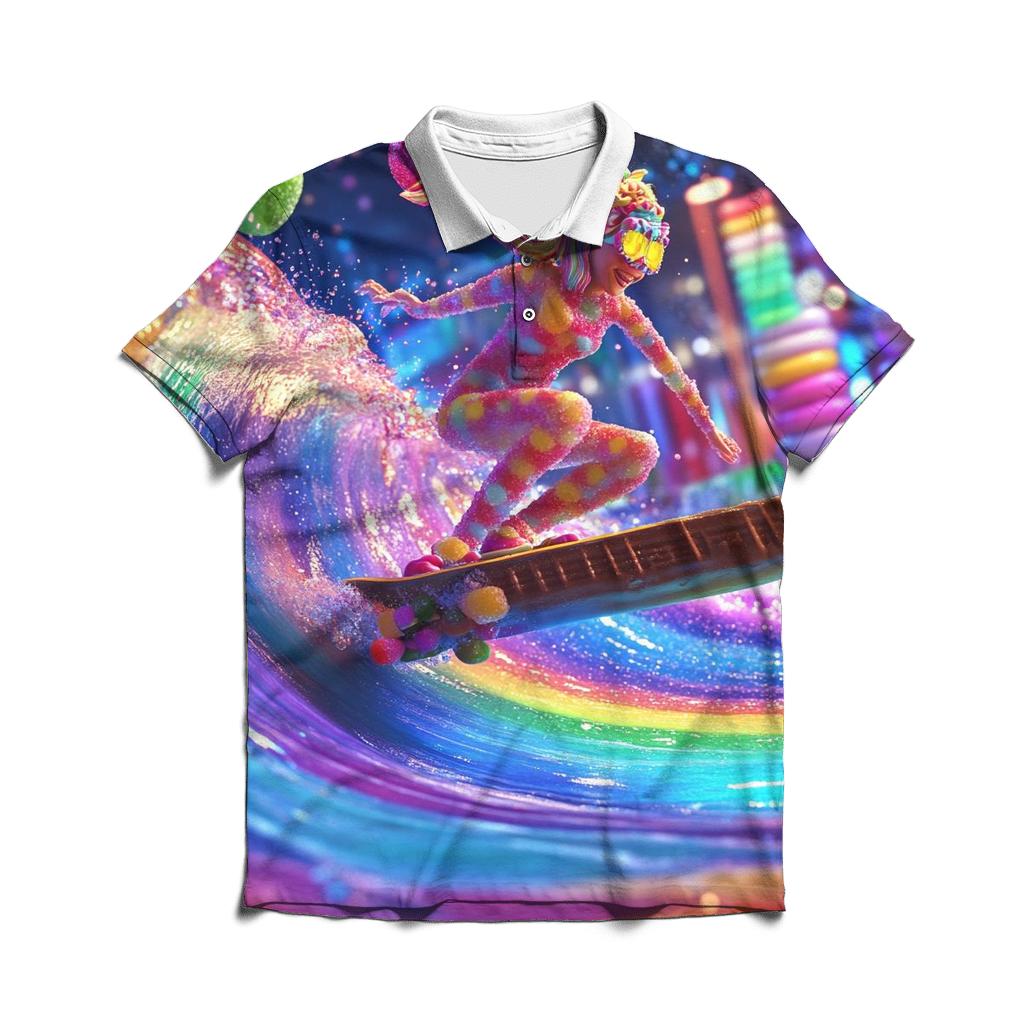 Neon Candy Tsunami Skater embroidered polo tops