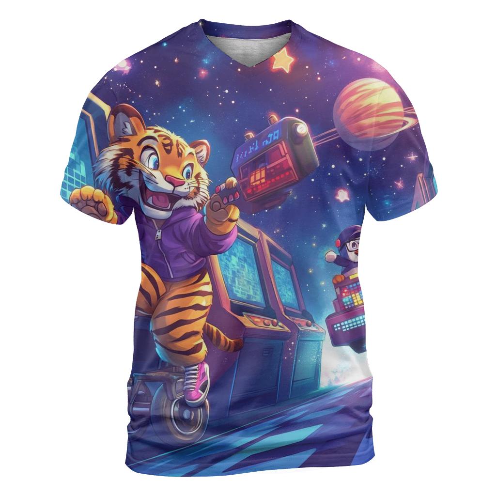Cosmic Arcade Animal Uprising vibrant all-over design tees