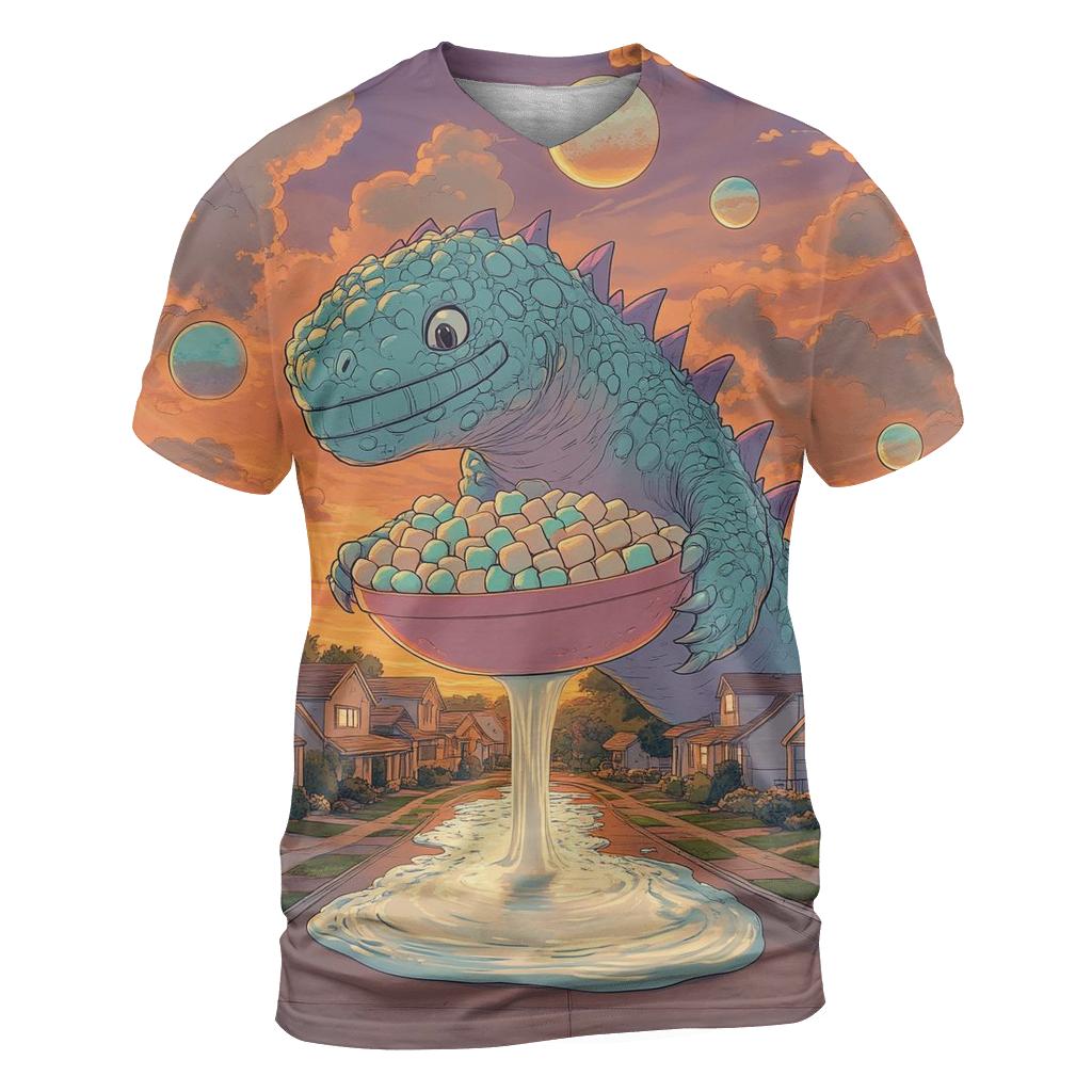 Suburban Kaiju Breakfast Parade statement graphic shirts