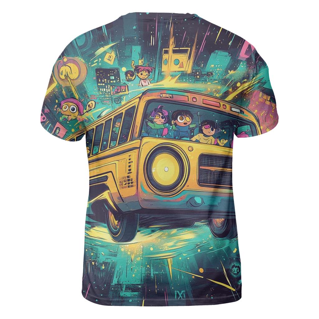 Time Traveling Boom Box Bus designer pattern shirts