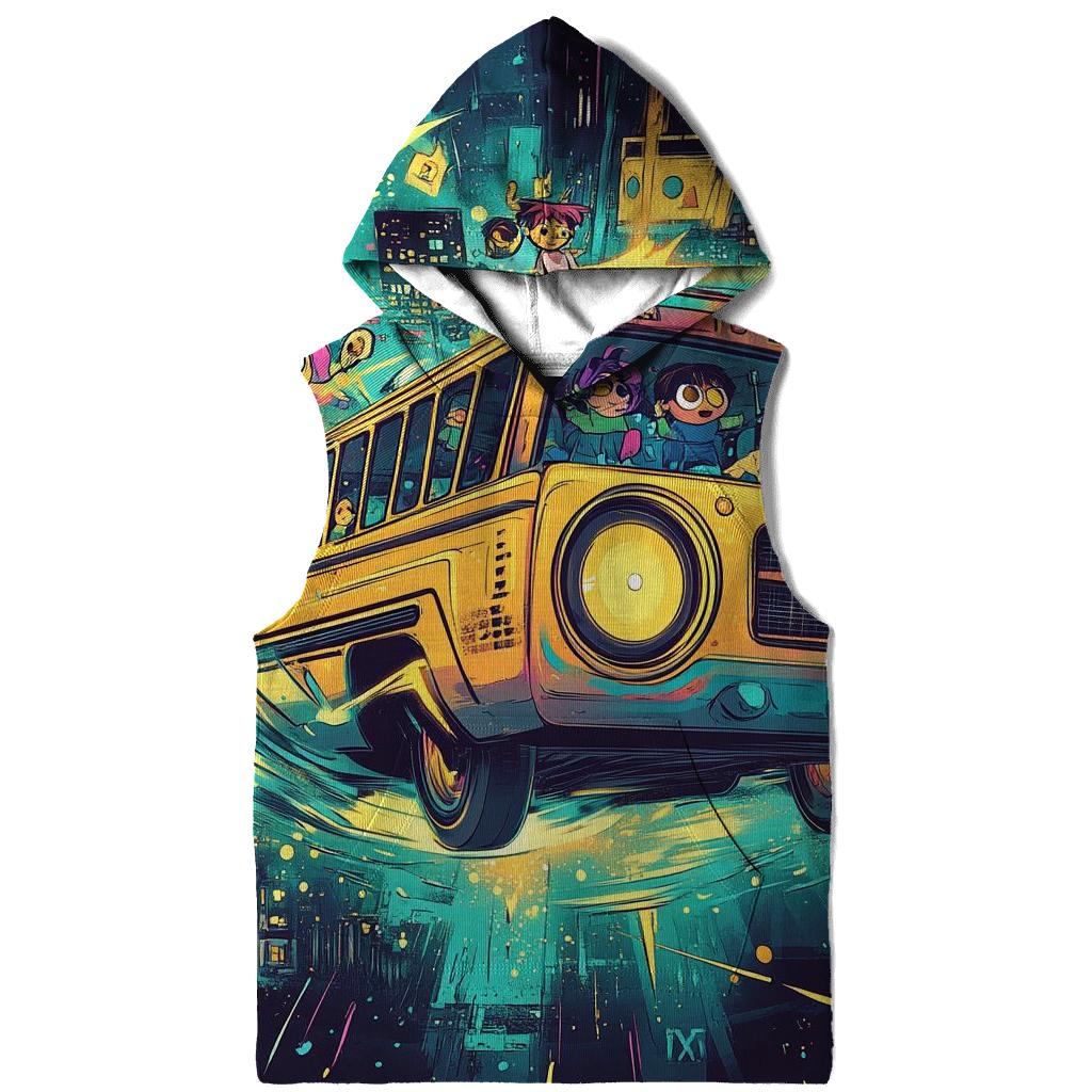 Time Traveling Boom Box Bus graphic hoodies