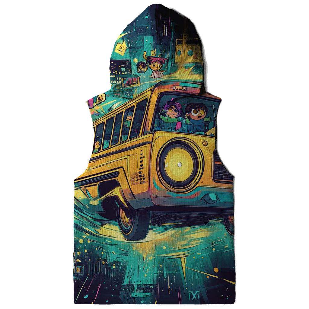 Time Traveling Boom Box Bus graphic hoodies