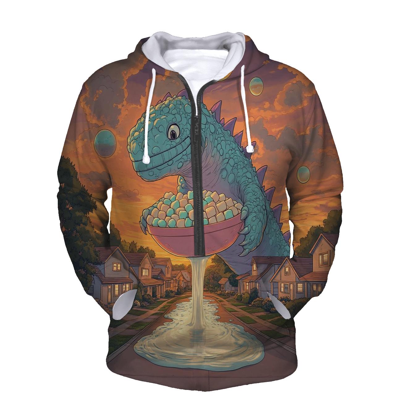Suburban Kaiju Breakfast Parade designer hoodies