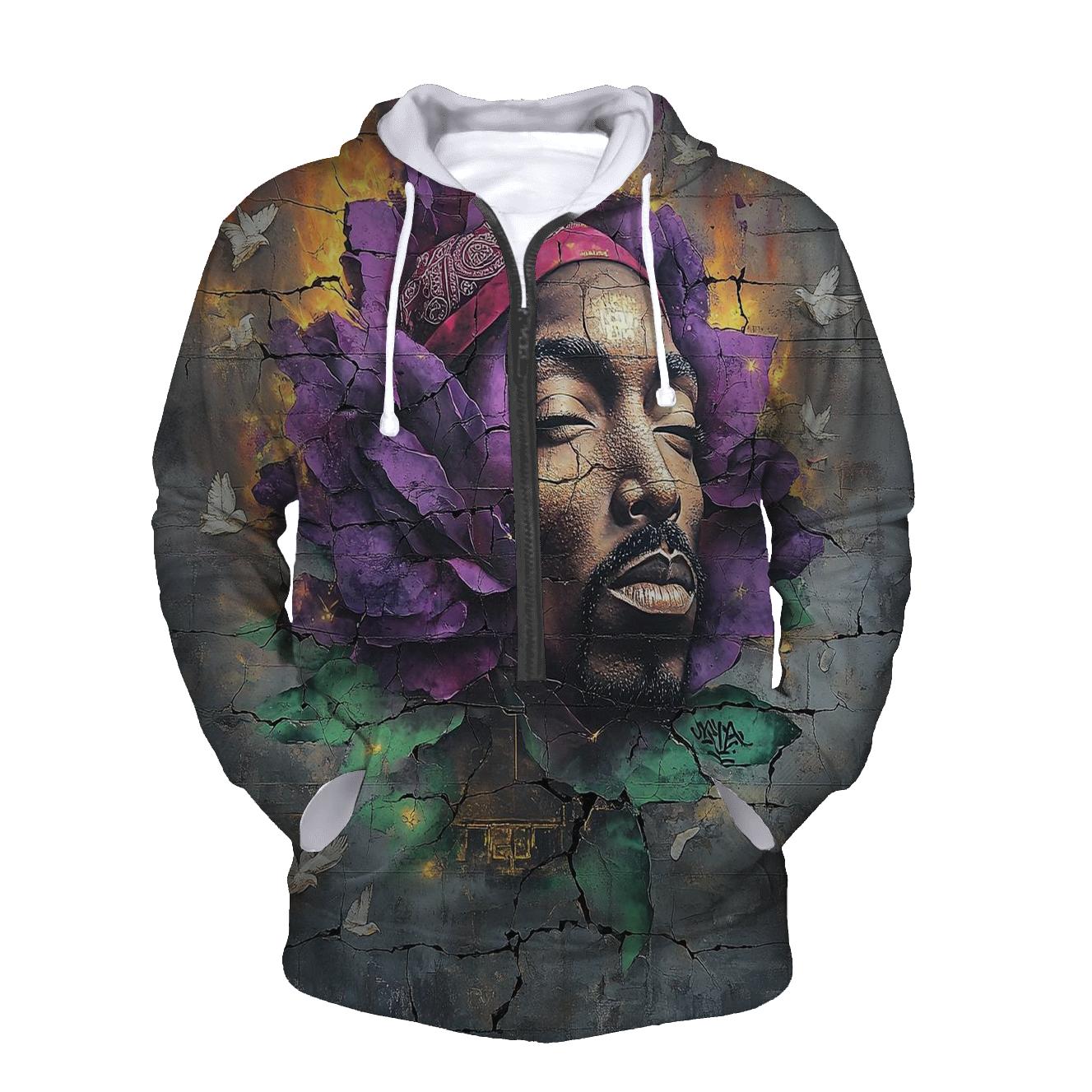 Tupac Rose In The Concrete Jungle heavyweight hoodies
