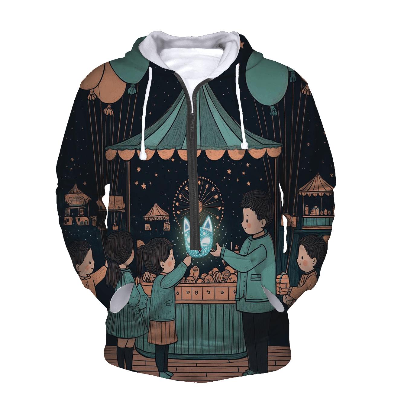 Moonlit Carnival With Halloween Masks pullover hoodies