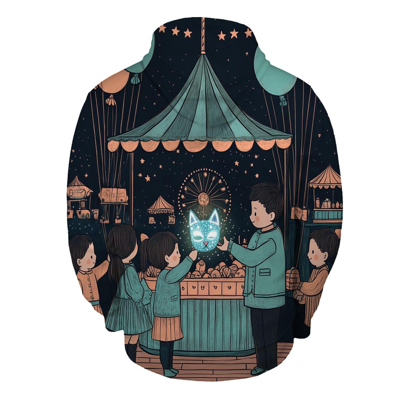 Moonlit Carnival With Halloween Masks pullover hoodies