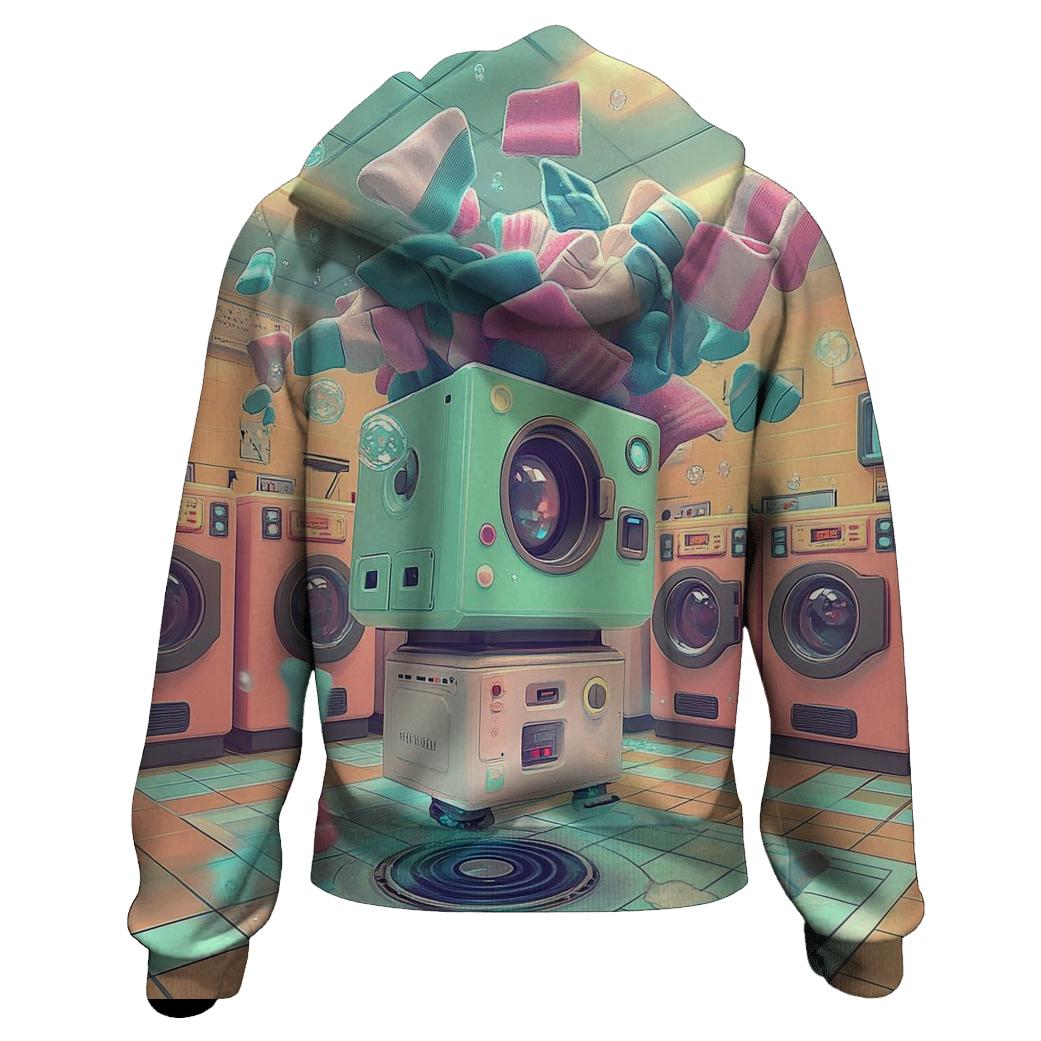 Retro Robot Laundry Day Chaos custom hoodies