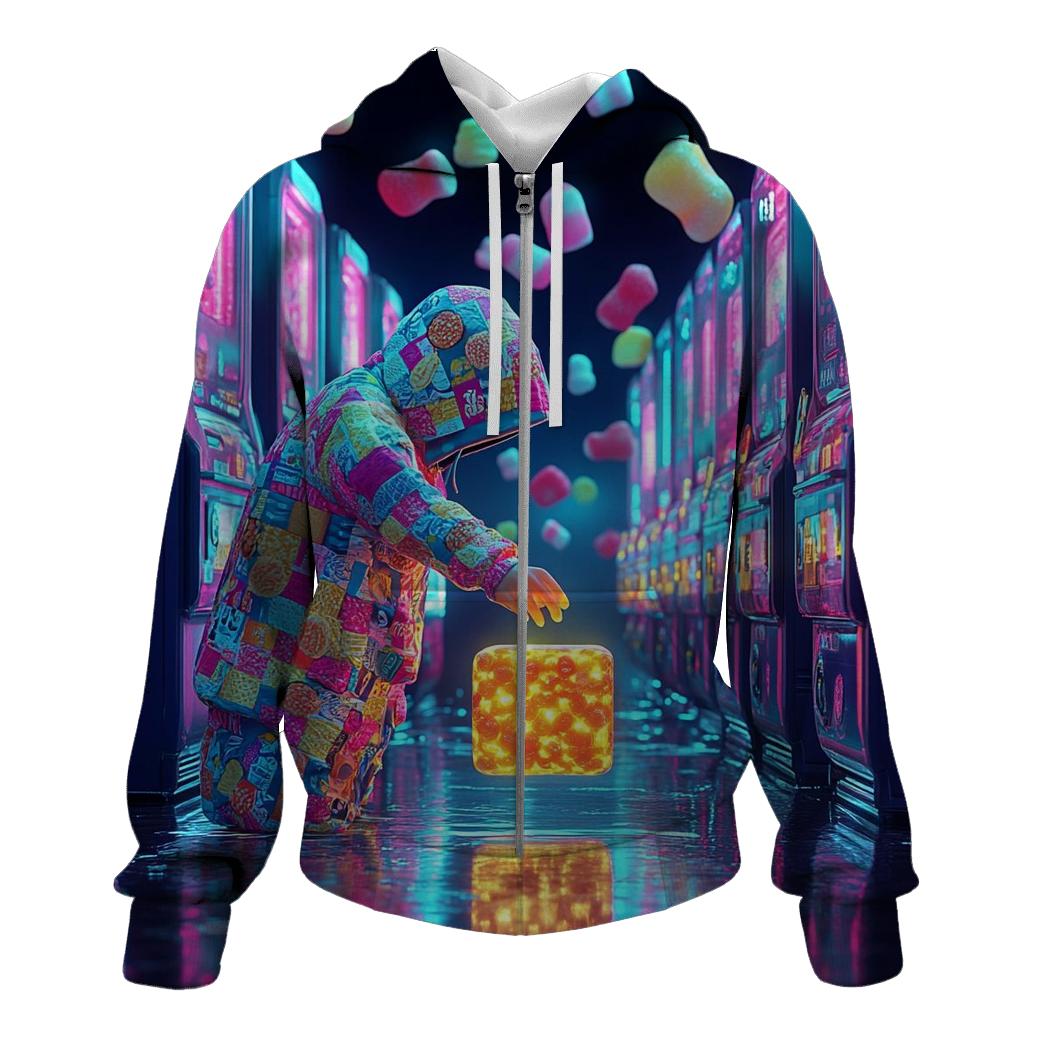 Retro Midnight Snack Arcade zip-up hoodies