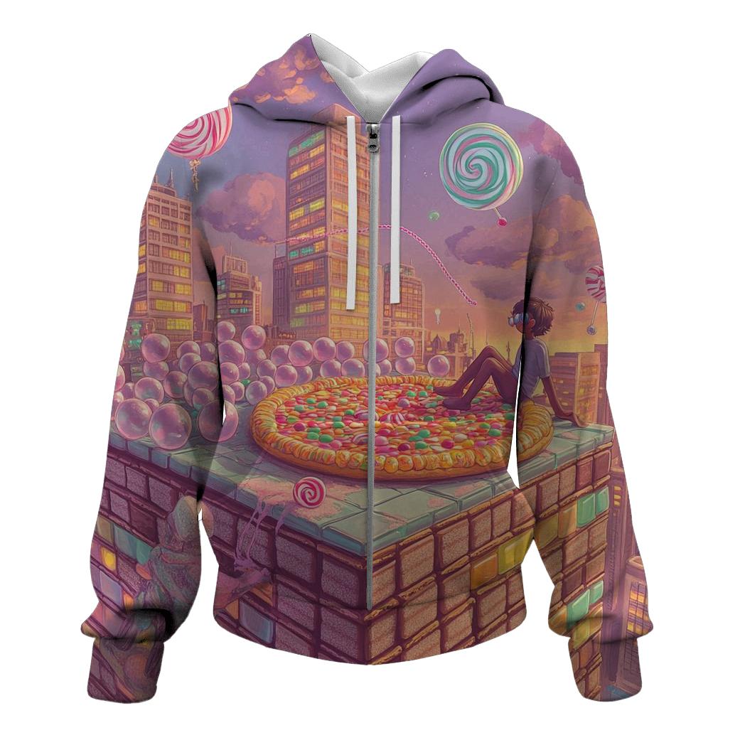 Bubblegum City Rooftop Feast hoodie designs