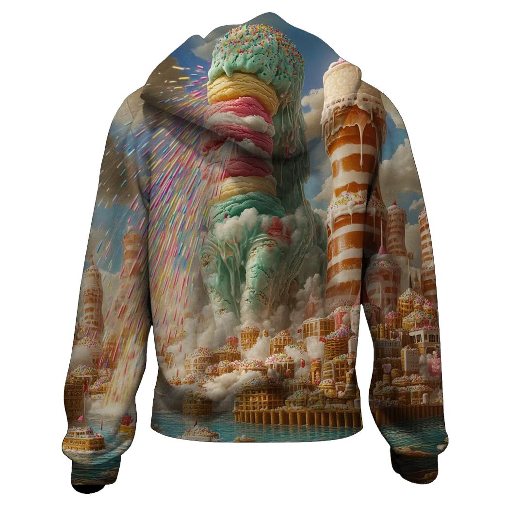 Ice Cream Kaiju In Snack Harbor embroidered hoodies