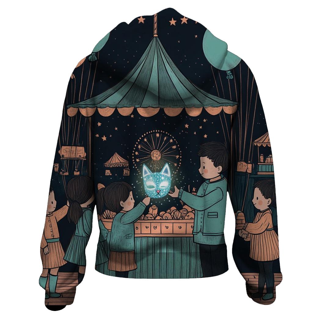 Moonlit Carnival With Halloween Masks hoodie trends