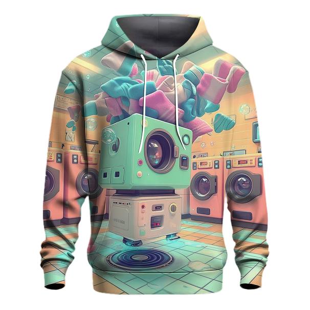 Retro Robot Laundry Day Chaos designer hoodies