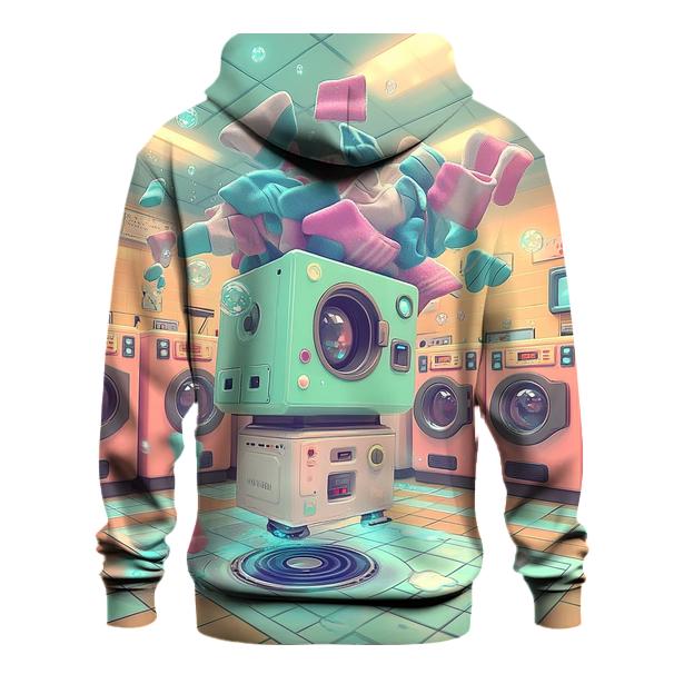 Retro Robot Laundry Day Chaos designer hoodies