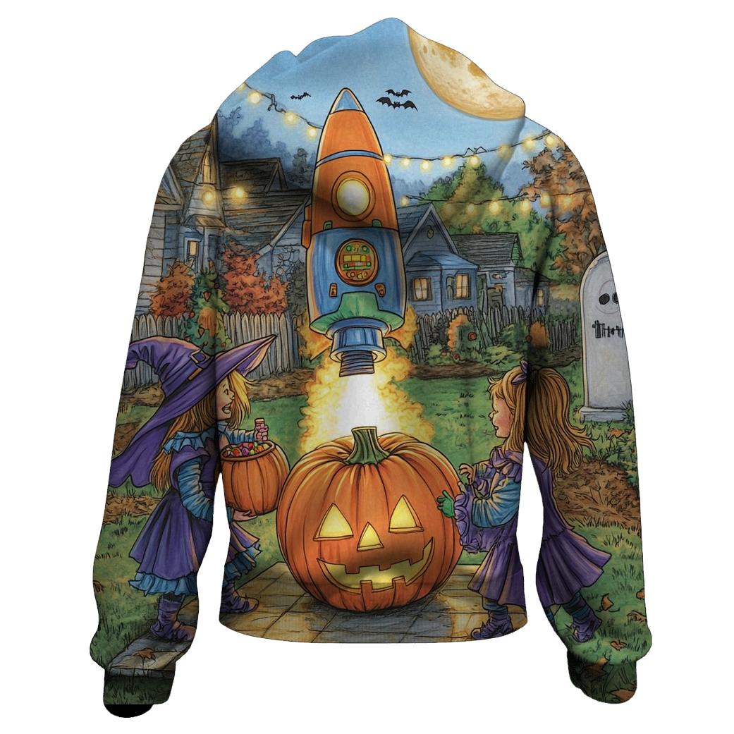 Backyard Halloween Rocket Launch Club graphic hoodies