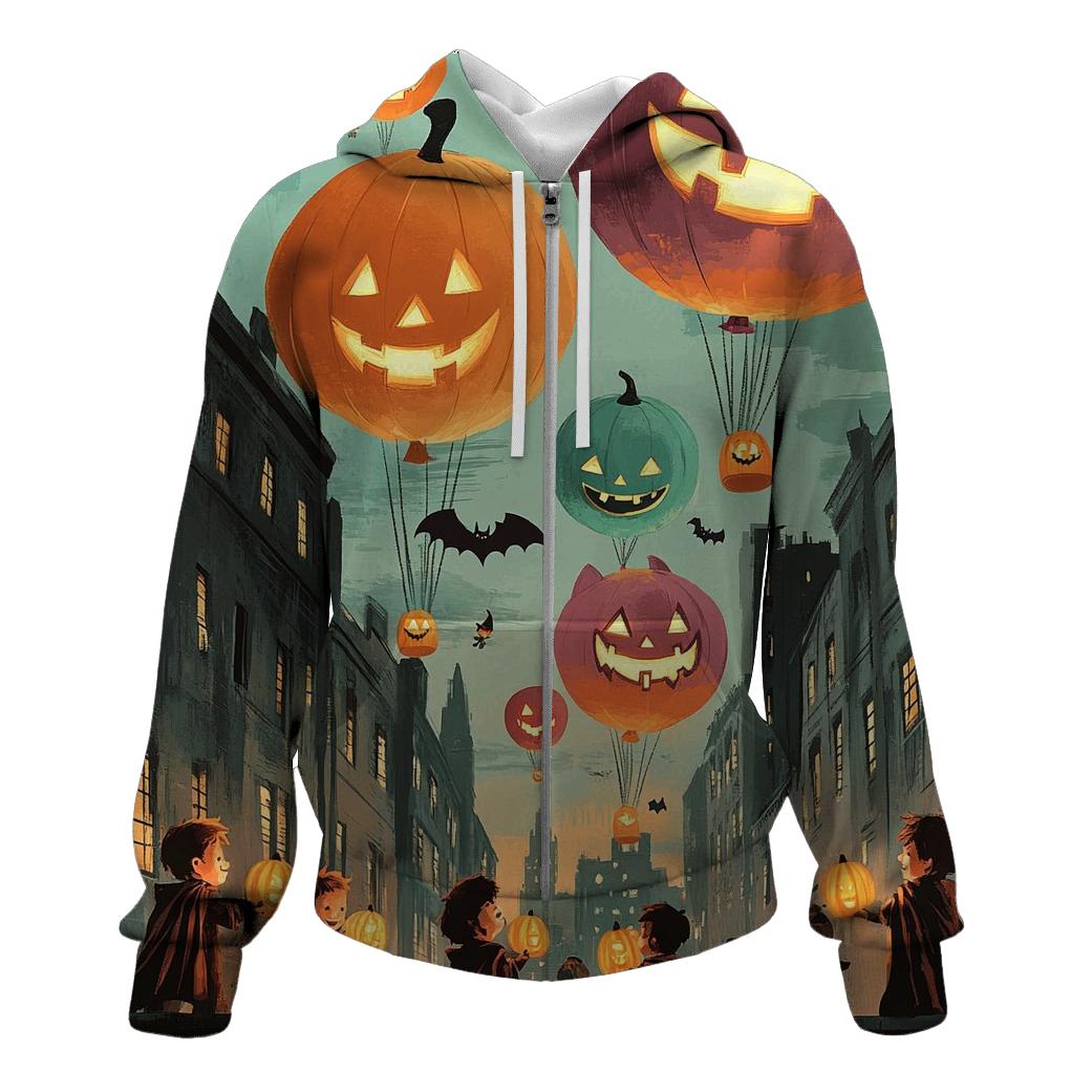 Skyline Parade Of The Spooky Balloons graphic hoodies