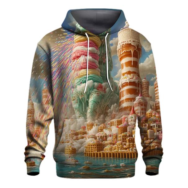 Ice Cream Kaiju In Snack Harbor zip-up hoodies