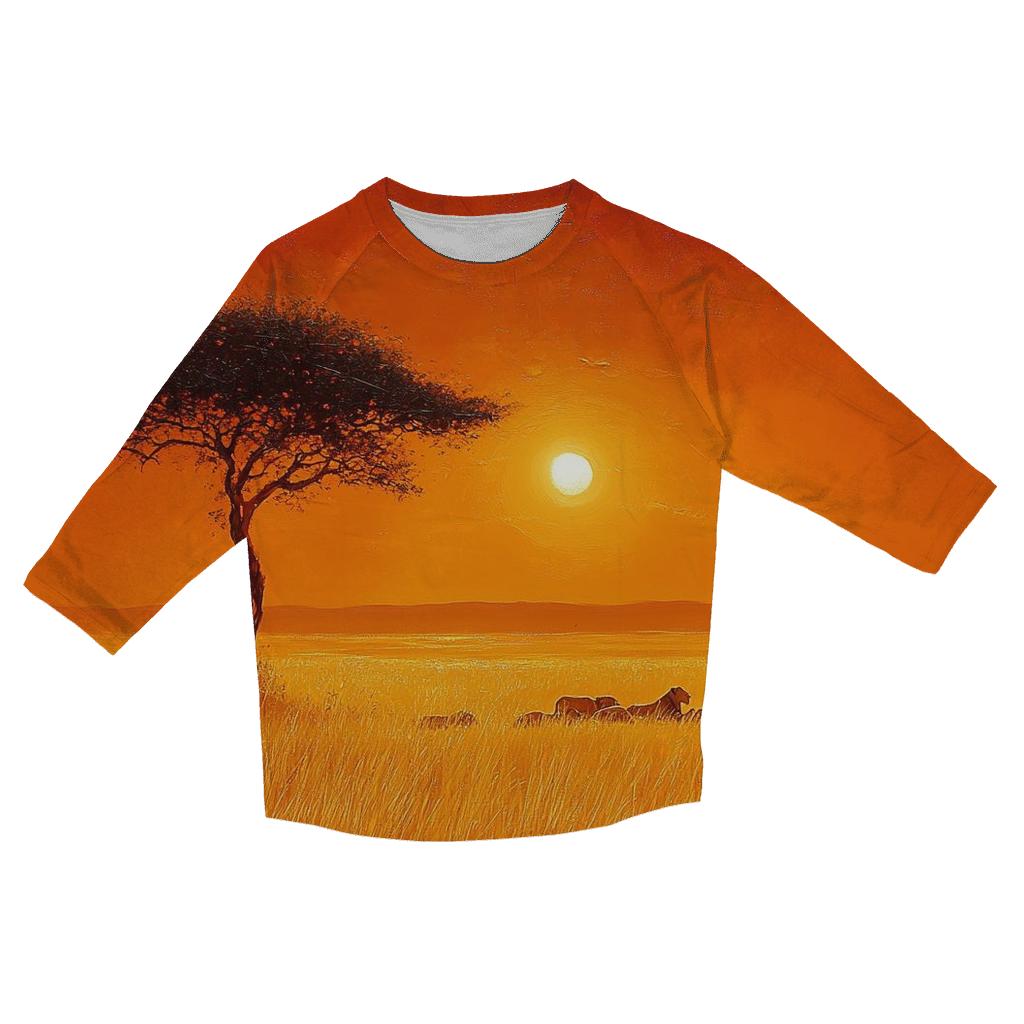 Serengeti Savannah Sunset casual three quarter sleeve shirts