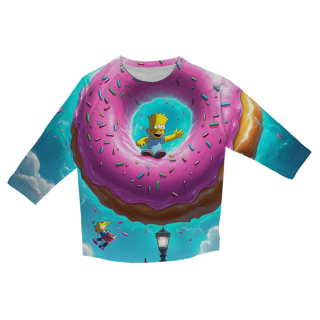 Donut Vortex Over Springfield casual three quarter sleeve shirts