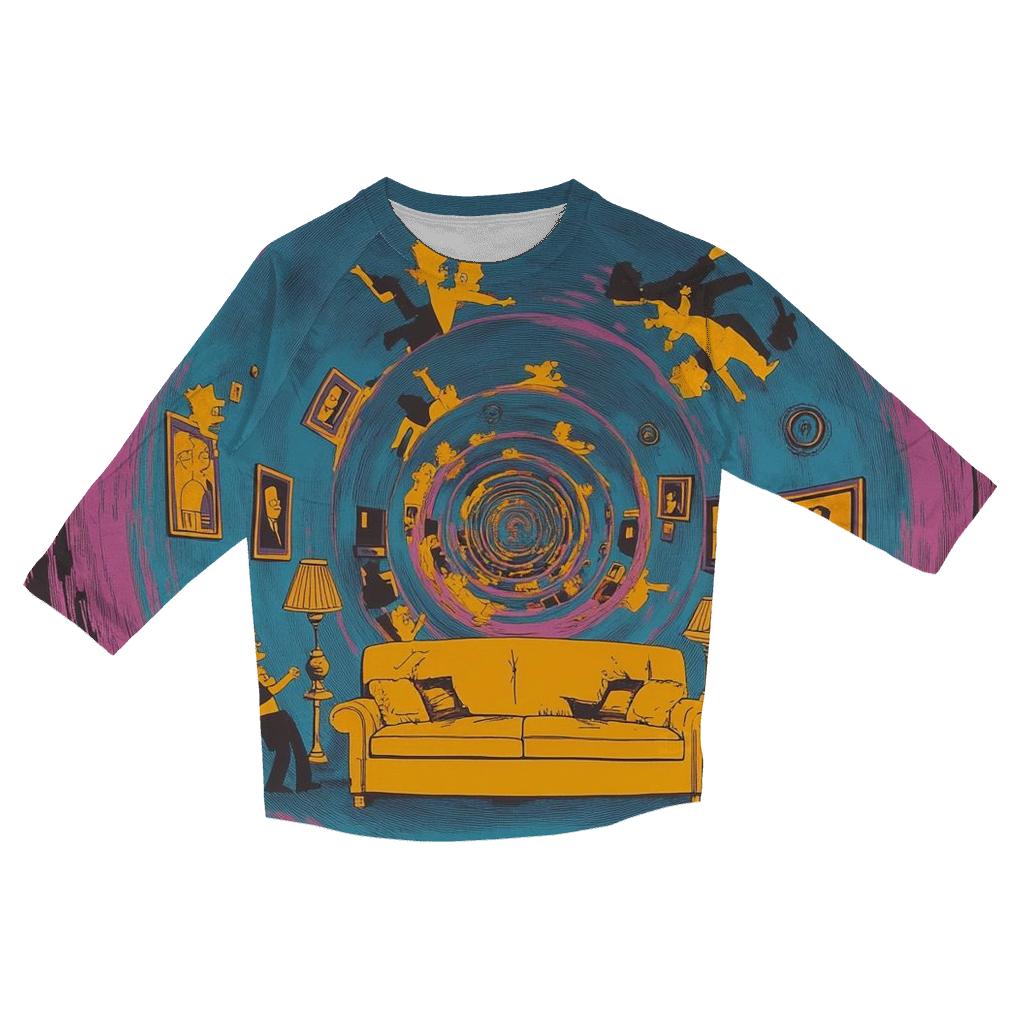 Couch Gag Time Loop Spiral casual three quarter sleeve shirts