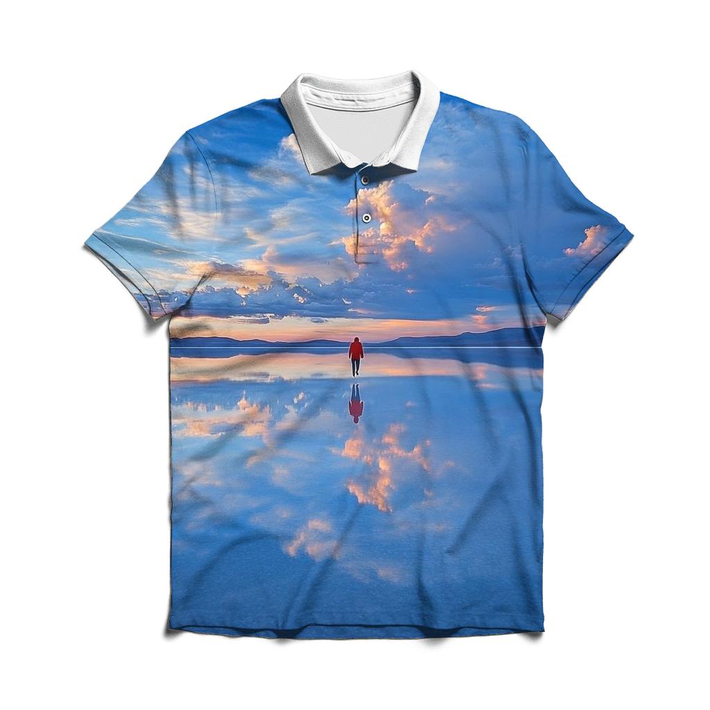 Salar De Uyuni Mirror Desert branded logo polo shirts