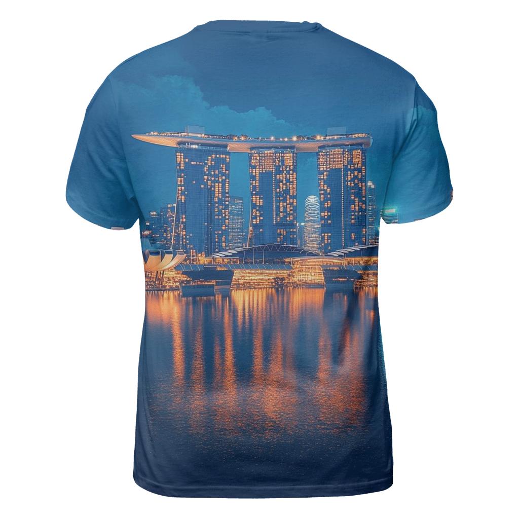 Marina Bay Sands Singapore Skyline artistic all-over print tops