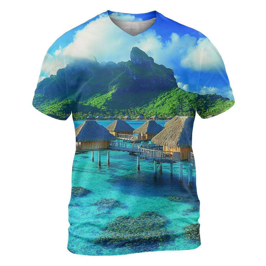 Bora Bora Lagoon Overwater Villas custom all-over print shirts
