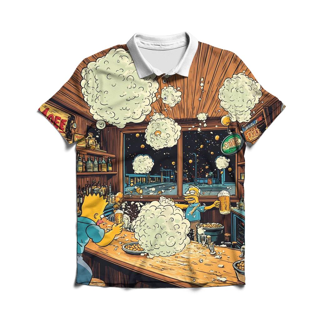 Moes Tavern Bubble Chaos stylish collar polo tees