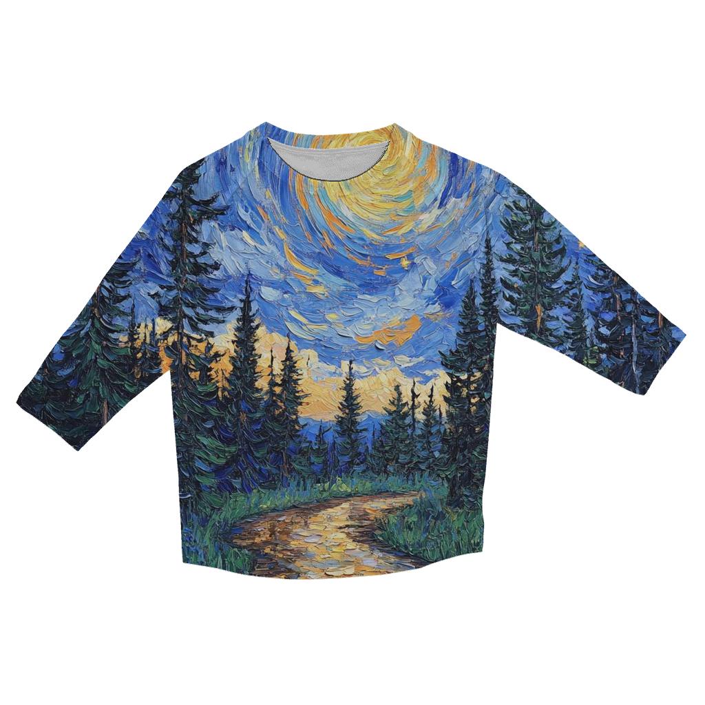 Van Gogh Inspired Forest Rainstorm cotton quarter sleeve shirts