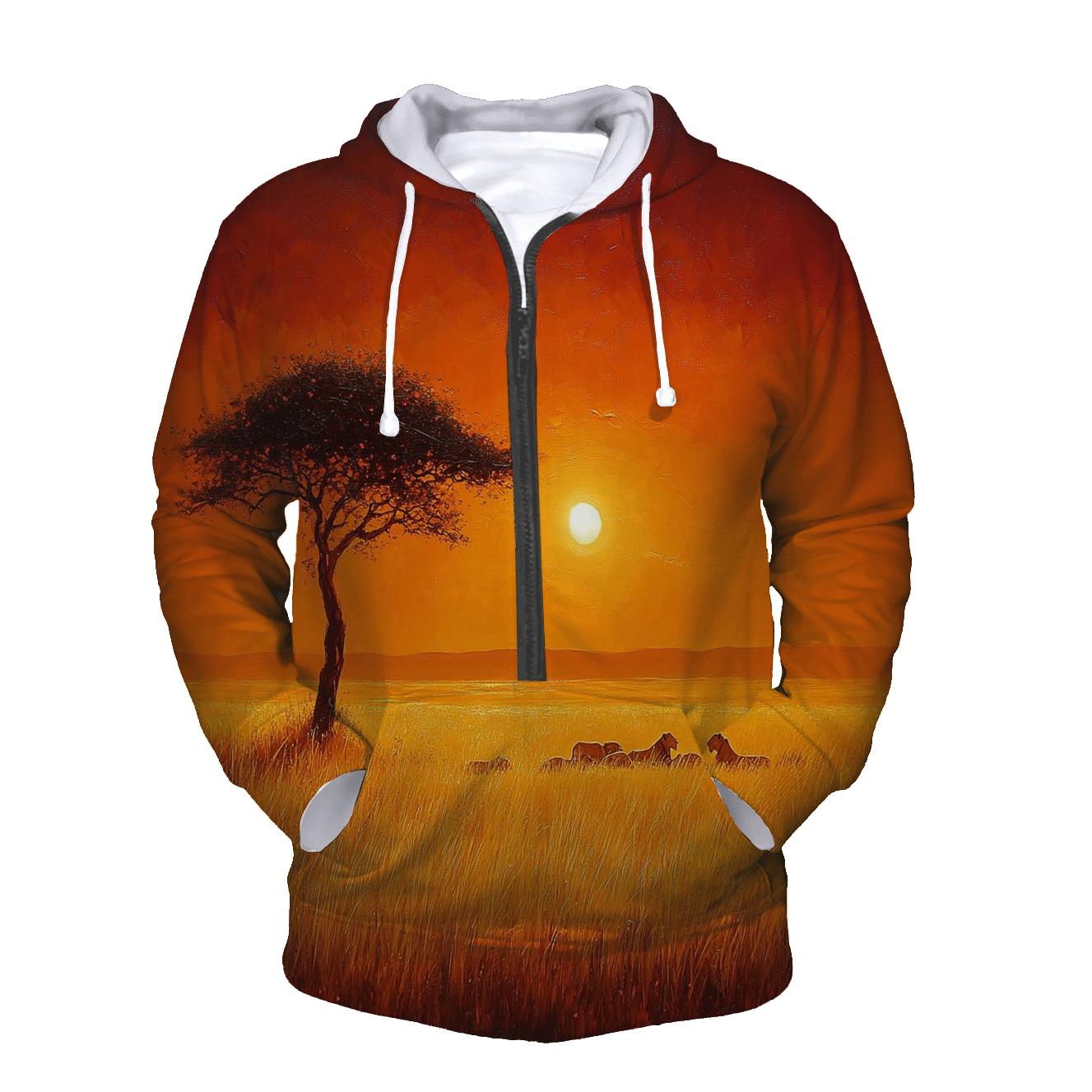 Serengeti Savannah Sunset designer hoodies