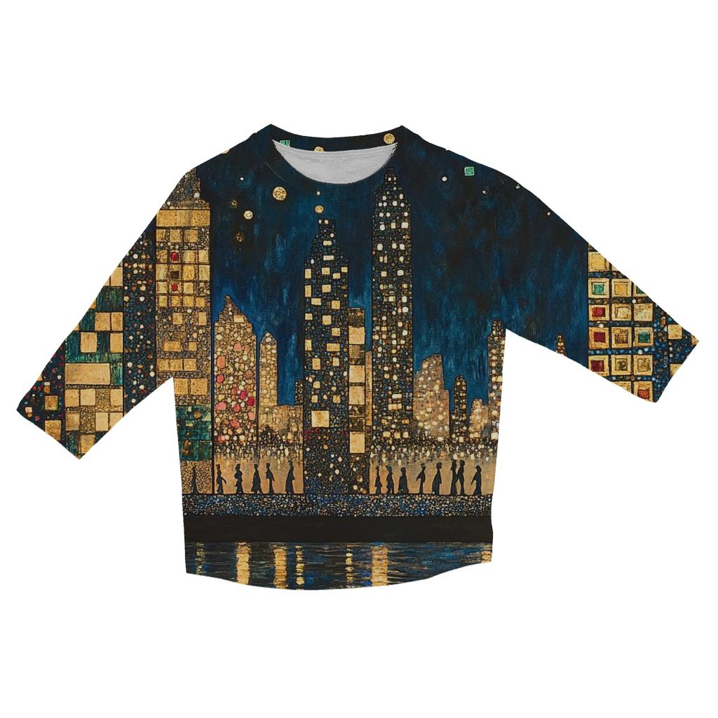Klimt Inspired Golden Citylights designer 3/4 sleeve blouses