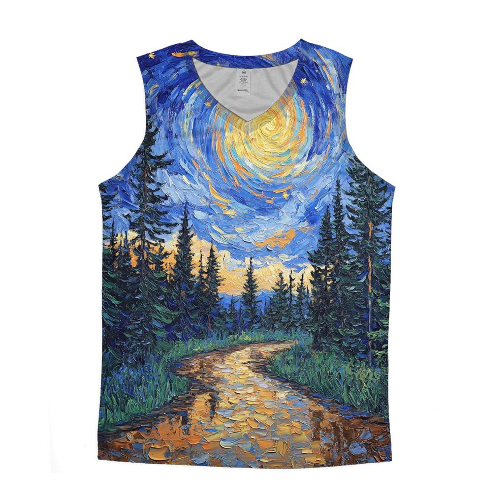 Van Gogh Inspired Forest Rainstorm personalized athletic tanks