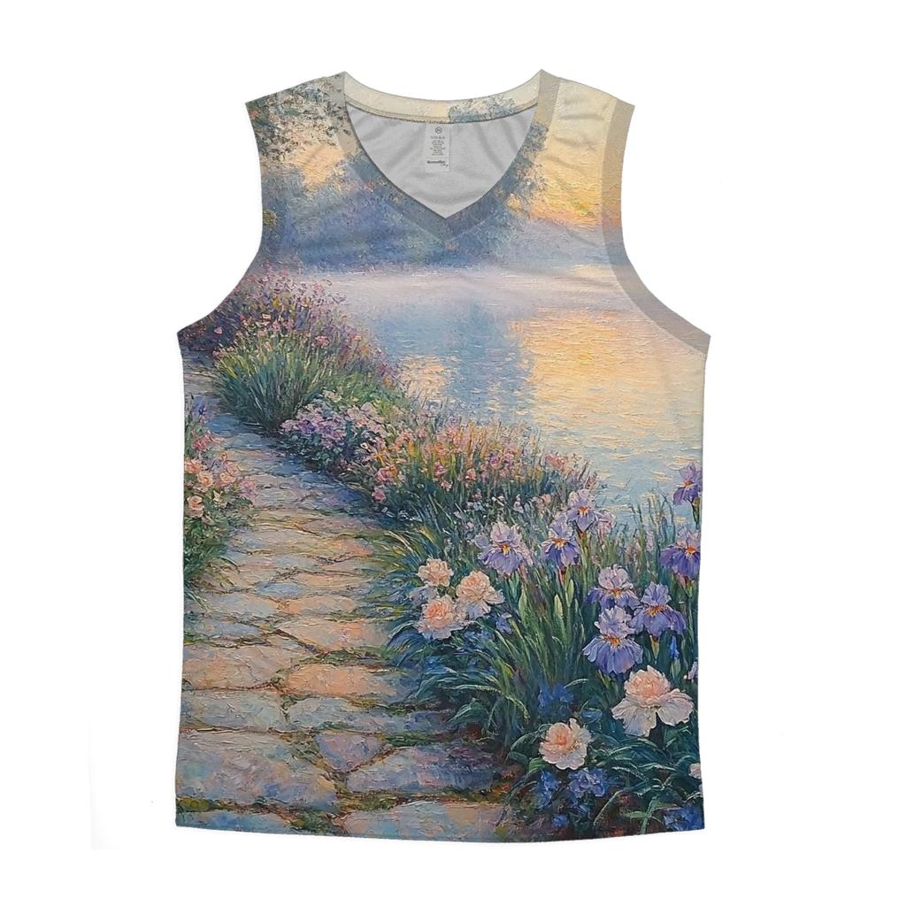 Monet Inspired Morning Lakeside Garden stylish racerback tanks