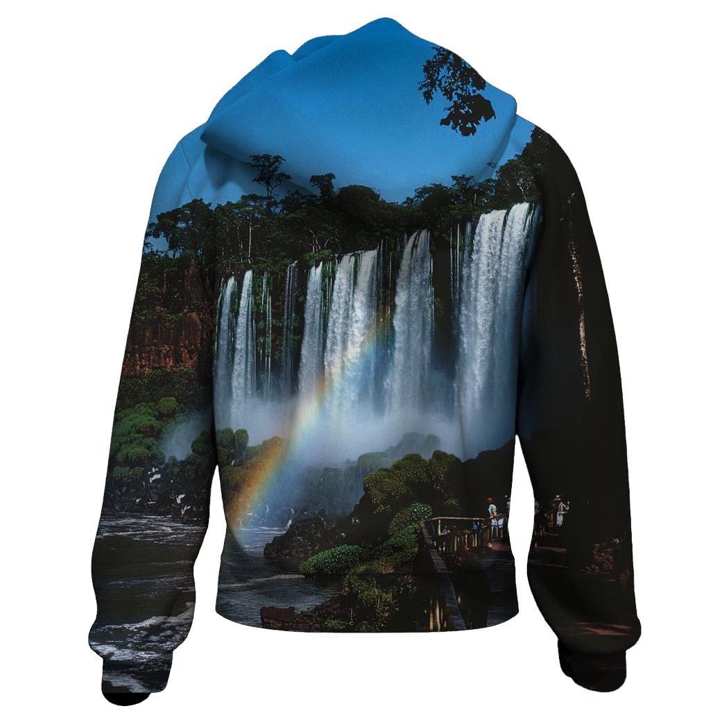 Iguazu Falls Rainbow Mist embroidered hoodies