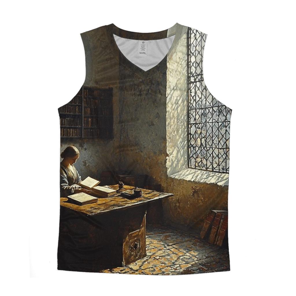 Vermeer Inspired Quiet Library Interior sports performance tank tops