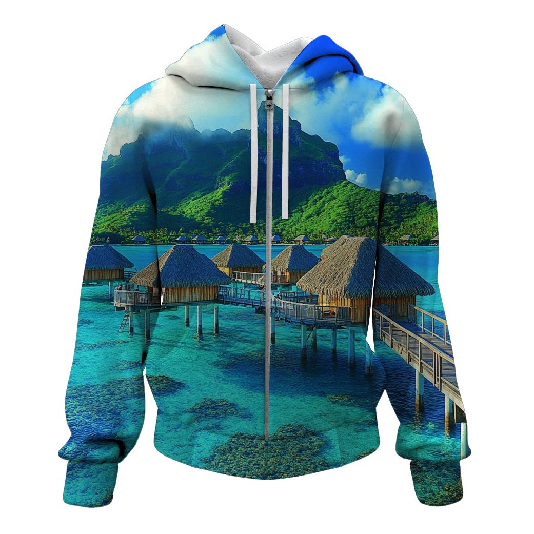 Bora Bora Lagoon Overwater Villas zip-up hoodies