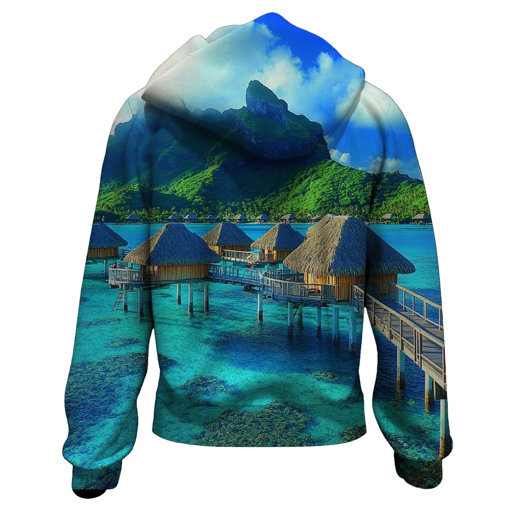 Bora Bora Lagoon Overwater Villas zip-up hoodies