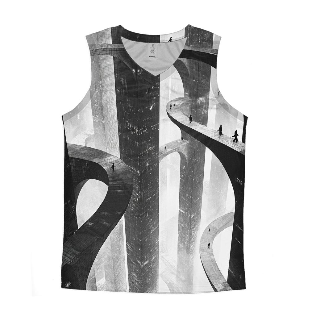 Escher Inspired Futuristic City Bridges cotton sleeveless tops