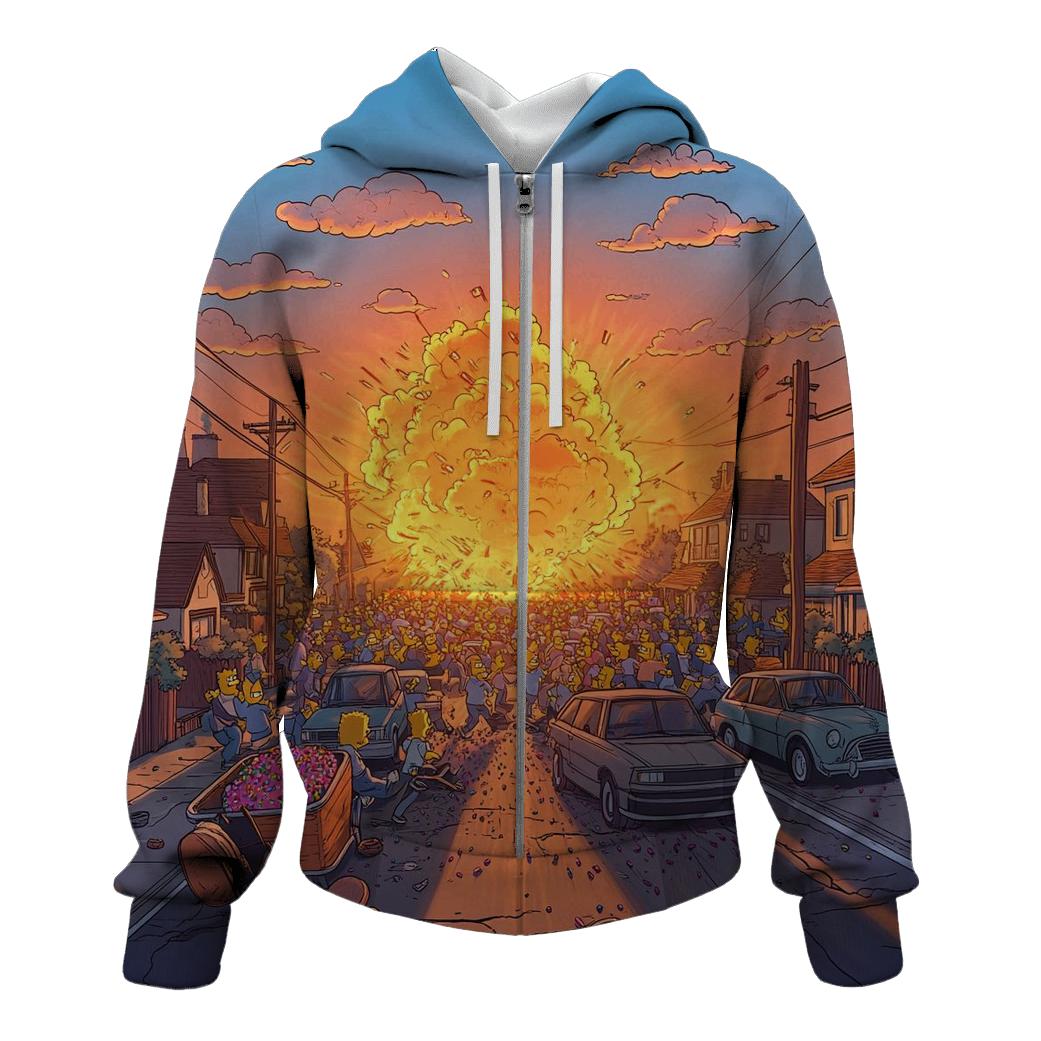 Springfield Sunset Street Chaos zip-up hoodies