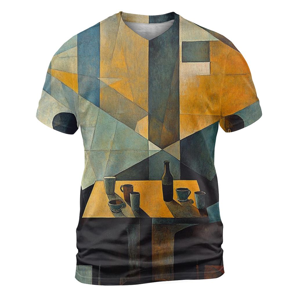 Picasso Inspired Abstract Cafe Conversation vibrant all-over design tees