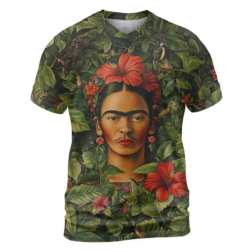 Frida Kahlo Inspired Mythic Garden Portrait trendy printed shirt styles