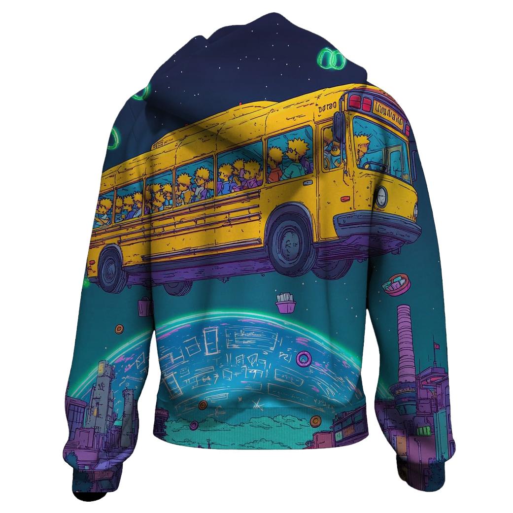 Schoolbus Space Drift Over Springfield premium hoodies