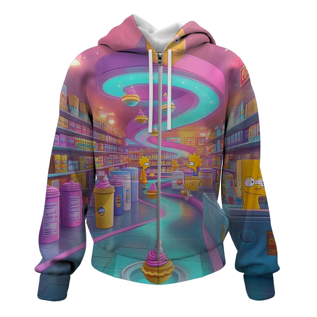 Kwik E Mart Dreamscape Aisles zip-up hoodies